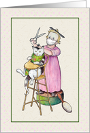 Coronavirus Thinking of You, Little Girl Cutting Her Cat’s Hair, Mask card