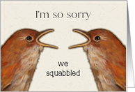 Sorry We Squabbled, Apology, Two Birds With Wide Open Beaks card