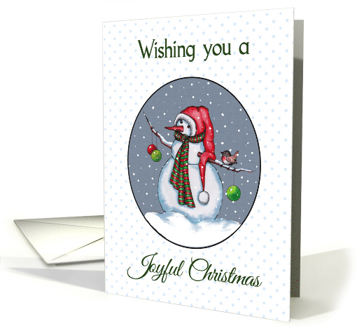 Joyful Christmas With Snowman and Birdie, Falling Snow card (1632134)