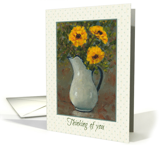 Coronavirus Job Uncertainty, Encouragement Flowers Enamel Pitcher card