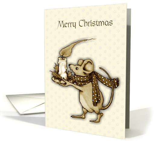 Merry Christmas With Cute Mouse Holding Large Flaming... (1634696)