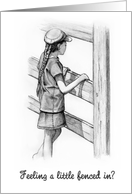 Coronavirus Feeling A Little Fenced In? Girl Standing At Fence, Pencil card
