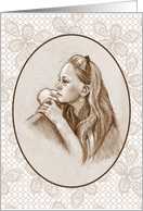 Happy Birthday Young Girl, Little Lady Vintage Look Sepia With Lace card