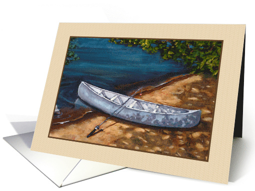 Happy Birthday For Man with Painting of Blue Canoe And... (1635466)