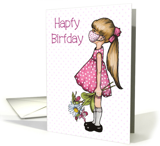 Coronavirus Birthday Humor, Muffled Talking With Mask, Polka Dots card