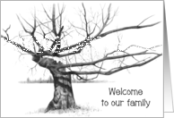 Welcome To Our Family Blended Family, Drawing of Tree, Step-Children card
