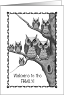 Welcome To The Family Blended Family Owls In A Tree Step-Children card