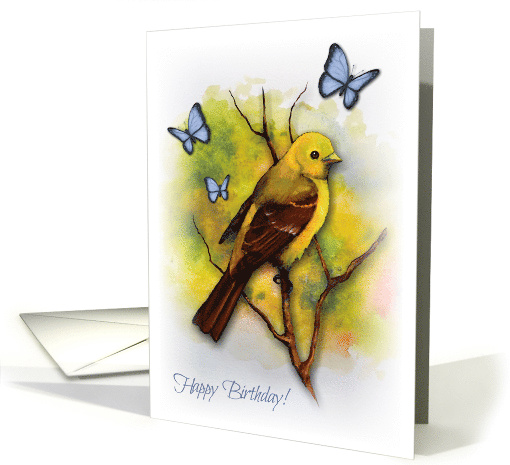 General Happy Birthday With Yellow Tanager And Blue... (1637864)