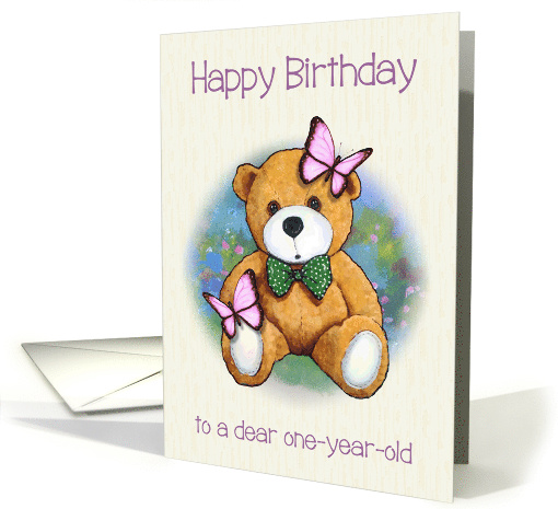 Happy Birthday To Dear One Year Old With Teddy Bear, Pink... (1639430)