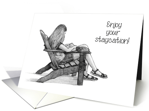 Coronavirus Staycation, Girl Reading Books in Deck Chair,... (1639630)