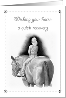 Get Well To Your Horse, Pencil Drawing of Girl on Horseback card