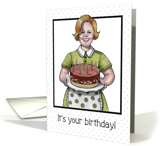Happy Birthday, General, Smiling Woman With Cake and Candles card