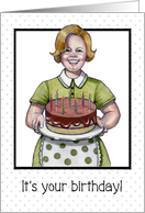 Happy Birthday, General, Smiling Woman With Cake and Candles card