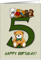 Fifth Birthday, Five Year Old Number Five with Teddy Bears card