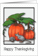 Happy Thanksgiving, Religious with Mice and Pumpkins Illustration card