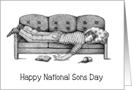 Happy National Sons Day to Son, Guy Sleeping on Couch, Humor card