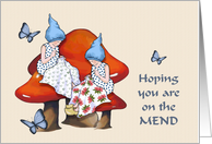 Get Well Hoping You Are On The Mend with Gnomes Sewing card