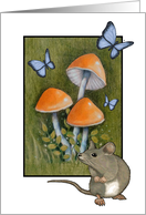 Any Occasion Blank Inside Mouse and Mushrooms Butterflies Illustration card