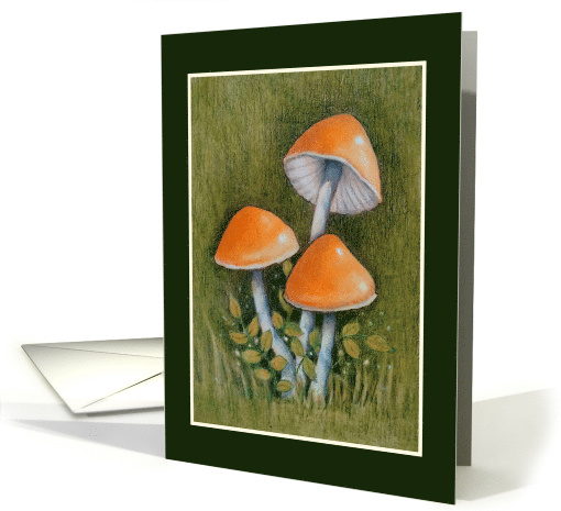 Any Occasion Blank Inside Botanical Drawing of Orange Mushrooms card