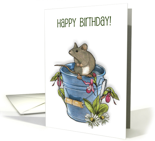Happy Birthday General with Furry Mouse on A Blue Pail... (1651262)