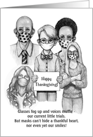 Coronavirus Covid Thanksgiving with Masks and Thankful Hearts Smiles card