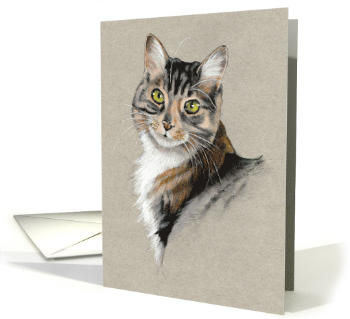 Any Occasion Blank Inside with Drawing of Cat Traditional Art card