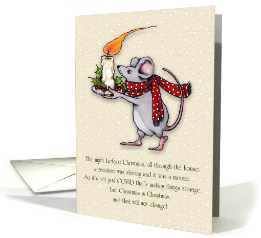 Covid Christmas With Mouse and Flaming Candle Illustration card