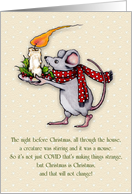 Covid Christmas With Mouse and Flaming Candle Illustration card