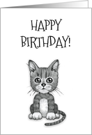 Happy Birthday General with Cute Kitten Hope It’s Purrfect Pencil Art card