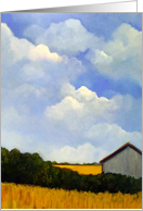 Any Occasion Blank Inside Painting Of Barn and Big Sky Clouds card