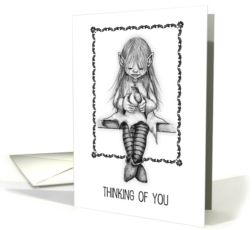COVID Thinking of You Pixie Girl with Bird Magical Things in Life card