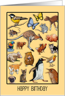 Happy Birthday For Kids with Bright Colorful Animal Montage Artwork card