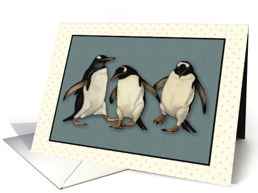 Penguins Any Occasion Blank Inside Cute Trio with Tiny Dots card