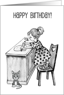 General Birthday With Little Girl Making Pie Humor My First Try card