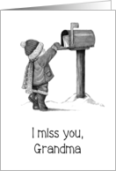 COVID Miss You Grandma with Boy or Girl Mailing a Card in Mailbox card