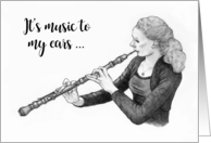 Happy You Are Feeling Better Music To My Ears Girl Playing Oboe card