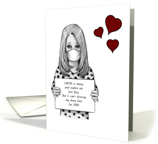 COVID Happy Valentine's Day Woman with Mask Deep Love For You card