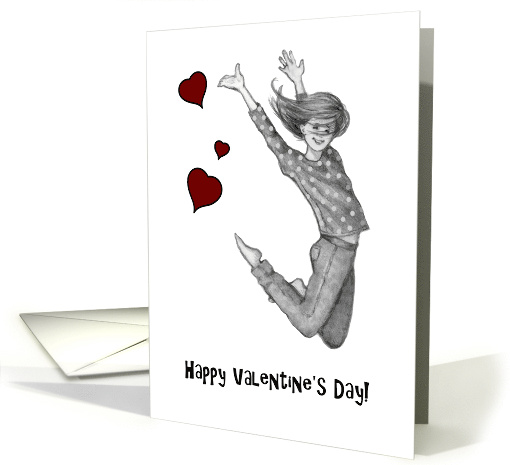 General Valentine's Day Jumping For Joy You're Mine Girl Leaping card