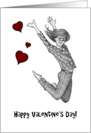 General Valentine’s Day Jumping For Joy You’re Mine Girl Leaping card