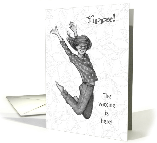 COVID Missing You But Good News Vaccine is Here Jumping for Joy card
