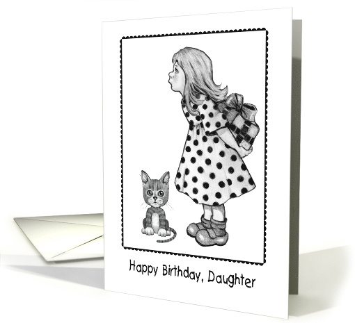 Happy Birthday Daughter Girl Hiding Present Behind Her Back Humor card