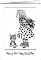 Happy Birthday Daughter Girl Hiding Present Behind Her Back Humor card