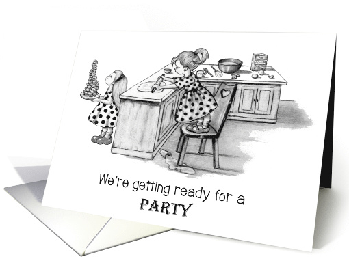 Covid Birthday Humor Preparing for A Party with Girls Baking card