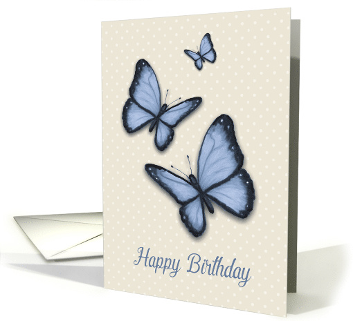 Happy Birthday Religious Message with Blue Butterflies on... (1666280)