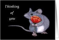 COVID Thinking of You Social Distancing Cute Mouse With Red Poppy card