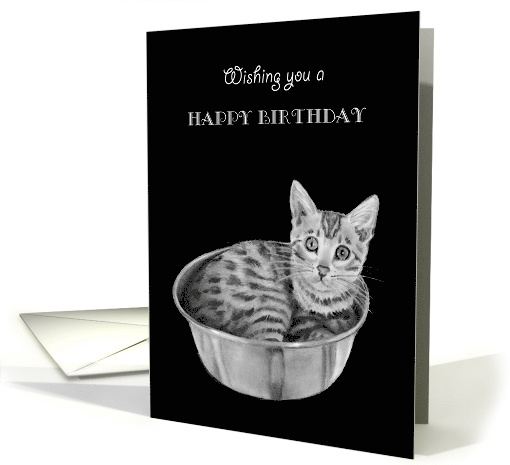 Happy Birthday General With Kitten in Kitchen Bowl Hope... (1666920)