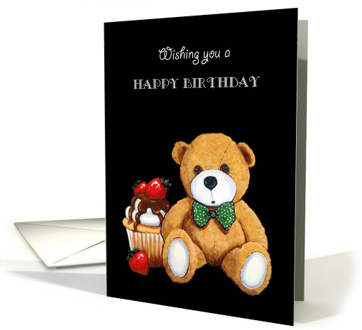 Happy Birthday For Kids with Teddy Bear and Cupcake Black... (1666926)