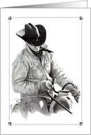 Any Occasion Blank Inside Western Pencil Art Cowboy in the Saddle card