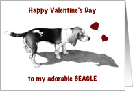 Happy Valentine’s Day to My Beagle with Drawing of Dog and Shadow card