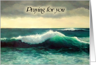 Religious Encouragement Praying For You Seascape with Crashing Wave card